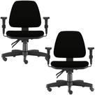 Kit 02 Cadeiras de Escritório Giratória Executiva Ergonômica Sky Crepe Preto - Lyam Decor