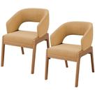 Kit 02 Cadeiras De Jantar E Estar Living Estofada Lince L02 Bouclê Mostarda