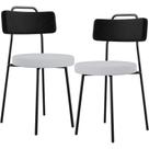 Kit 02 Cadeiras Decorativa Estofada Sala Jantar Barcelona L02 material sintético Preto Linho Cinza