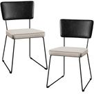 Kit 02 Cadeiras Decorativas Estofada Sala Jantar Allana L02 Sintético Preto Linho Cru - Lyam Decor