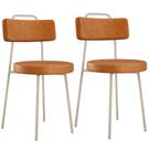 Kit 02 Cadeiras Decorativas Estofada Sala Jantar Barcelona Arena L02 material sintético Canela - Lyam
