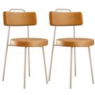Kit 02 Cadeiras Decorativas Estofada Sala Jantar Barcelona Arena L02 material sintético Whisky - Lyam