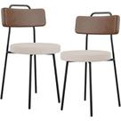 Kit 02 Cadeiras Decorativas Estofada Sala Jantar Barcelona L02 material sintético Marrom Linho Bege - Lyam