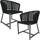 Kit 02 Cadeiras Decorativas Para Área Gourmet Cozinha Corda Náutica Belize D04 Preto - Lyam Decor