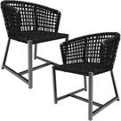 Kit 02 Cadeiras Decorativas Para Área Gourmet Cozinha Corda Náutica Belize D04 Preto - Lyam Decor