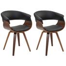 Kit 02 Cadeiras Decorativas para Sala de Jantar Ohana Fixa PU Preto G56 - Gran Belo