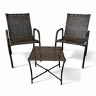 Kit 02 Cadeiras E 01 Mesa De Centro Para Varanda Reforçada com Junco Sintetico e Aço