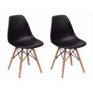 Kit 02 Cadeiras Eiffel Charles Eames em ABS Preta com Base de Madeira DSW