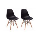 Kit 02 Cadeiras Eiffel Charles Eames em ABS Preta com Base de Madeira DSW