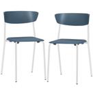 Kit 02 Cadeiras Empilhável Fixa Atom F02 Base Aço Branco Azul - Lyam Decor Kit 02 Cadeiras Empilhável Fixa Atom F02 Base Aço Branco Azul - Lyam Decor