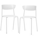 Kit 02 Cadeiras Empilhável Fixa Atom F02 Base Aço Branco - Lyam Decor Kit 02 Cadeiras Empilhável Fixa Atom F02 Base Aço Branco - Lyam Decor
