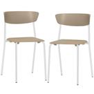 Kit 02 Cadeiras Empilhável Fixa Atom F02 Base Aço Branco Nude - Lyam Decor Kit 02 Cadeiras Empilhável Fixa Atom F02 Base Aço Branco Nude - Lyam Decor