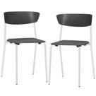 Kit 02 Cadeiras Empilhável Fixa Atom F02 Base Aço Branco Preto - Lyam Decor Kit 02 Cadeiras Empilhável Fixa Atom F02 Base Aço Branco Preto - Lyam Decor
