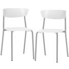 Kit 02 Cadeiras Empilhável Fixa Atom F02 Base Aço Cinza Branco - Lyam Decor Kit 02 Cadeiras Empilhável Fixa Atom F02 Base Aço Cinza Branco - Lyam Decor
