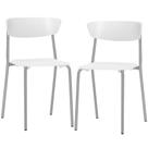 Kit 02 Cadeiras Empilhável Fixa Atom F02 Base Aço Cinza Branco - Lyam Decor