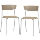 Kit 02 Cadeiras Empilhável Fixa Atom F02 Base Aço Cinza Nude - Lyam Decor Kit 02 Cadeiras Empilhável Fixa Atom F02 Base Aço Cinza Nude - Lyam Decor