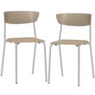 Kit 02 Cadeiras Empilhável Fixa Atom F02 Base Aço Cinza Nude - Lyam Decor