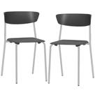Kit 02 Cadeiras Empilhável Fixa Atom F02 Base Aço Cinza Preto - Lyam Decor