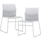 Kit 02 Cadeiras Empilhável Fixa Link F02 Base Aço Cinza Branco - Lyam Decor