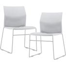 Kit 02 Cadeiras Empilhável Fixa Link F02 Base Aço Cinza Branco - Lyam Decor
