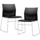 Kit 02 Cadeiras Empilhável Fixa Link F02 Base Aço Cinza Preto - Lyam Decor