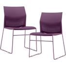 Kit 02 Cadeiras Empilhável Fixa Link F02 Base Aço Roxo - Lyam Decor