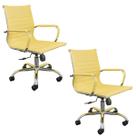 Kit 02 Cadeiras Escritório Diretor Esteirinha Eames Giratória e com Mecanismo Relax Bege
