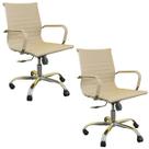 Kit 02 Cadeiras Escritório Diretor Esteirinha Eames Giratória e com Mecanismo Relax Nude