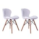 Kit 02 Cadeiras Estofada Jantar Charles Eames Eiffel Slim Wood Confort Branco
