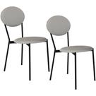 Kit 02 Cadeiras Estofada Para Sala de Jantar Azuri Preto C01 material sintético Off White - Lyam Decor