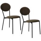 Kit 02 Cadeiras Estofada Para Sala De Jantar Azuri Preto C01 Veludo Marrom Sand - Lyam Decor Kit 02 Cadeiras Estofada Para Sala De Jantar Azuri Preto C01 Veludo Marrom Sand - Lyam Decor