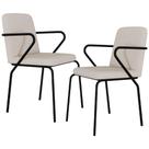 Kit 02 Cadeiras Estofada Para Sala de Jantar com Braço Loft Preto C01 Linho Areia - Lyam Decor Kit 02 Cadeiras Estofada Para Sala de Jantar com Braço Loft Preto C01 Linho Areia - Lyam Decor