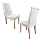 Kit 02 Cadeiras Estofadas de Mesa de Jantar, Tulipa - Madeira Maciça - Costura Pantográfica - Base Fixa e Puxador