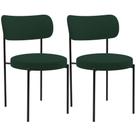 Kit 02 Cadeiras Estofadas Para Sala De Jantar Louise L02 Suede Verde Musgo - Lyam Decor