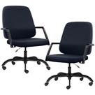 Kit 02 Cadeiras Executiva Diretor Base Giratória Hub F02 Sintético Azul - Lyam Decor