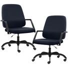Kit 02 Cadeiras Executiva Diretor Base Giratória Hub F02 Sintético Azul - Lyam Decor