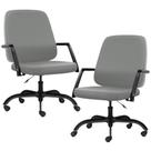 Kit 02 Cadeiras Executiva Diretor Base Giratória Hub F02 Sintético Cinza - Lyam Decor Kit 02 Cadeiras Executiva Diretor Base Giratória Hub F02 Sintético Cinza - Lyam Decor