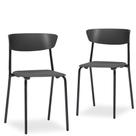 Kit 02 Cadeiras Fixa Base Preta Empilhável Bit F02 Preto - Lyam Decor