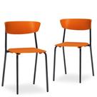 Kit 02 Cadeiras Fixa Base Preta Empilhável Bit Laranja - Lyam Decor