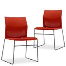 Kit 02 Cadeiras Fixa Base Preta Empilhável Connect Vermelho - Lyam Decor Kit 02 Cadeiras Fixa Base Preta Empilhável Connect Vermelho - Lyam Decor