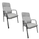 Kit 02 Cadeiras Fixas Partner Estofada Cinza B.Hoff Mobile