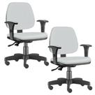 Kit 02 Cadeiras Giratória Job Executiva Ergonômica Escritório Material Sintético Branco - Lyam Decor