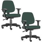 Kit 02 Cadeiras Giratória Job Executiva Ergonômica Escritório Suede Verde Musgo - Lyam Decor