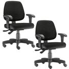 Kit 02 Cadeiras Giratória Job Executiva Ergonômica Escritório Tecido Sintético Preto - Lyam Decor Kit 02 Cadeiras Giratória Job Executiva Ergonômica Escritório Tecido Sintético Preto - Lyam Decor