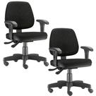 Kit 02 Cadeiras Giratória Job L02 Executiva Ergonômica Escritório Material Sintético Preto - Lyam Decor