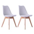 Kit 02 Cadeiras Leda Eames Jantar Cozinha com Assento Estofado Branco