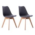 Kit 02 Cadeiras Leda Eames Jantar Cozinha com Assento Estofado Cinza