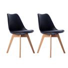Kit 02 Cadeiras Leda Eames Jantar Cozinha com Assento Estofado Preto