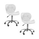 Kit 02 Cadeiras Office Eiffel Slim Ajustável Oficial Branco