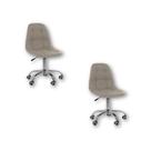 Kit 02 Cadeiras Oficial Office Eiffel Botonê Ajustável Bege